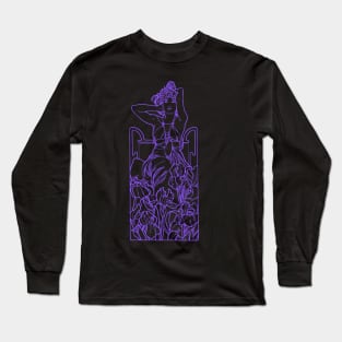 Alphonse Mucha Amethyste Violet Neon Long Sleeve T-Shirt